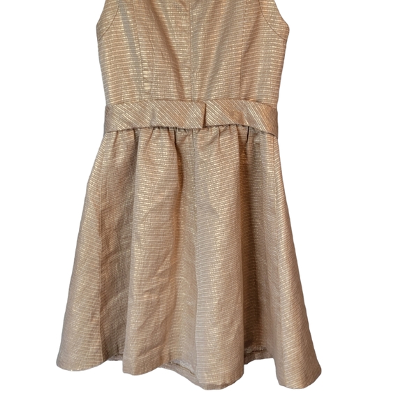 LC Lauren Conrad Gold Tone Holiday Christmas Formal Dress With Bow Women's 2 - Picture 5 of 13